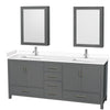 Custom image for Dark Gray with Brushed Chrome Trim / White Cultured Marble, Rectangular Sink / Medicine Cabinets