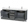 Custom image for Dark Gray with Brushed Chrome Trim / White Cultured Marble, Rectangular Sink / No Mirror
