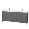 Custom image for Dark Gray with Brushed Chrome Trim / White Cultured Marble, Rectangular Sink / No Mirror