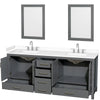Custom image for Dark Gray with Brushed Chrome Trim / White Cultured Marble, Rectangular Sink / 24