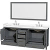 Custom image for Dark Gray with Brushed Chrome Trim / White Cultured Marble, Rectangular Sink / 70