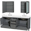 Custom image for Dark Gray with Brushed Chrome Trim / White Cultured Marble, Rectangular Sink / Medicine Cabinets