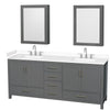 Custom image for Dark Gray with Brushed Chrome Trim / White Cultured Marble, Rectangular Sink / Medicine Cabinets