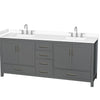 Custom image for Dark Gray with Brushed Chrome Trim / White Cultured Marble, Rectangular Sink / No Mirror