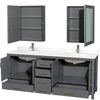 Custom image for Dark Gray with Brushed Chrome Trim / White Quartz, Rectangular Sink / Medicine Cabinets
