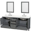 Custom image for Dark Gray with Brushed Chrome Trim / White Quartz, Rectangular Sink / 24