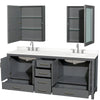 Custom image for Dark Gray with Brushed Chrome Trim / White Quartz, Rectangular Sink / Medicine Cabinets