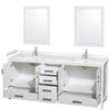 Custom image for White with Brushed Chrome Trim / Carrara Cultured Marble, Rectangular Sink / 24