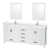 Custom image for White with Brushed Chrome Trim / Carrara Cultured Marble, Rectangular Sink / 24