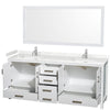 Custom image for White with Brushed Chrome Trim / Carrara Cultured Marble, Rectangular Sink / 70
