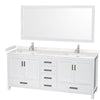 Custom image for White with Brushed Chrome Trim / Carrara Cultured Marble, Rectangular Sink / 70