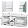 Custom image for White with Brushed Chrome Trim / Carrara Cultured Marble, Rectangular Sink / Medicine Cabinets