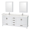 Custom image for White with Brushed Chrome Trim / Carrara Cultured Marble, Rectangular Sink / Medicine Cabinets
