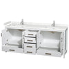 Custom image for White with Brushed Chrome Trim / Carrara Cultured Marble, Rectangular Sink / No Mirror