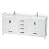 Custom image for White with Brushed Chrome Trim / Carrara Cultured Marble, Rectangular Sink / No Mirror