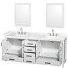 Custom image for White with Brushed Chrome Trim / Carrara Cultured Marble, Rectangular Sink / 24