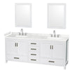 Custom image for White with Brushed Chrome Trim / Carrara Cultured Marble, Rectangular Sink / 24
