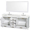 Custom image for White with Brushed Chrome Trim / Carrara Cultured Marble, Rectangular Sink / 70