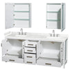 Custom image for White with Brushed Chrome Trim / Carrara Cultured Marble, Rectangular Sink / Medicine Cabinets