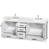Custom image for White with Brushed Chrome Trim / Carrara Cultured Marble, Rectangular Sink / No Mirror