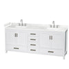 Custom image for White with Brushed Chrome Trim / Carrara Cultured Marble, Rectangular Sink / No Mirror