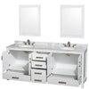 Custom image for White with Brushed Chrome Trim / White Carrara Marble, Oval Sink / 24