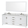 Custom image for White with Brushed Chrome Trim / White Carrara Marble, Oval Sink / 70