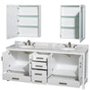 Custom image for White with Brushed Chrome Trim / White Carrara Marble, Oval Sink / Medicine Cabinets