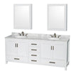 Custom image for White with Brushed Chrome Trim / White Carrara Marble, Oval Sink / Medicine Cabinets
