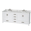 Custom image for White with Brushed Chrome Trim / White Carrara Marble, Oval Sink / No Mirror