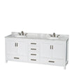 Custom image for White with Brushed Chrome Trim / White Carrara Marble, Oval Sink / Medicine Cabinets