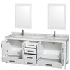 Custom image for White with Brushed Chrome Trim / White Carrara Marble, Rectangular Sink / 24