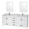 Custom image for White with Brushed Chrome Trim / White Carrara Marble, Rectangular Sink / 24