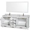 Custom image for White with Brushed Chrome Trim / White Carrara Marble, Rectangular Sink / 70