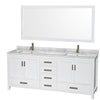 Custom image for White with Brushed Chrome Trim / White Carrara Marble, Rectangular Sink / 70