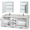 Custom image for White with Brushed Chrome Trim / White Carrara Marble, Rectangular Sink / Medicine Cabinets
