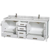 Custom image for White with Brushed Chrome Trim / White Carrara Marble, Rectangular Sink / No Mirror