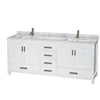 Custom image for White with Brushed Chrome Trim / White Carrara Marble, Rectangular Sink / No Mirror