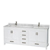 Custom image for White with Brushed Chrome Trim / White Carrara Marble, Rectangular Sink / Medicine Cabinets