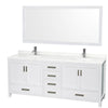Custom image for White with Brushed Chrome Trim / Giotto Quartz, Rectangular Sink / 70