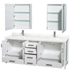 Custom image for White with Brushed Chrome Trim / Giotto Quartz, Rectangular Sink / Medicine Cabinets