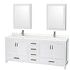 Custom image for White with Brushed Chrome Trim / Giotto Quartz, Rectangular Sink / Medicine Cabinets
