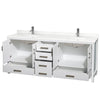 Custom image for White with Brushed Chrome Trim / Giotto Quartz, Rectangular Sink / No Mirror