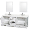 Custom image for White with Brushed Chrome Trim / Giotto Quartz, Rectangular Sink / 24