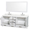 Custom image for White with Brushed Chrome Trim / Giotto Quartz, Rectangular Sink / 70