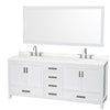 Custom image for White with Brushed Chrome Trim / Giotto Quartz, Rectangular Sink / 70