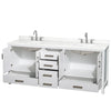 Custom image for White with Brushed Chrome Trim / Giotto Quartz, Rectangular Sink / No Mirror