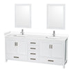 Custom image for White with Brushed Chrome Trim / White Cultured Marble, Rectangular Sink / 24