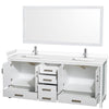Custom image for White with Brushed Chrome Trim / White Cultured Marble, Rectangular Sink / 70
