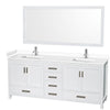 Custom image for White with Brushed Chrome Trim / White Cultured Marble, Rectangular Sink / 70